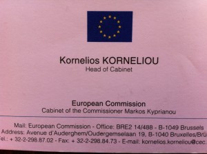 Visiting card issued for Korneliou